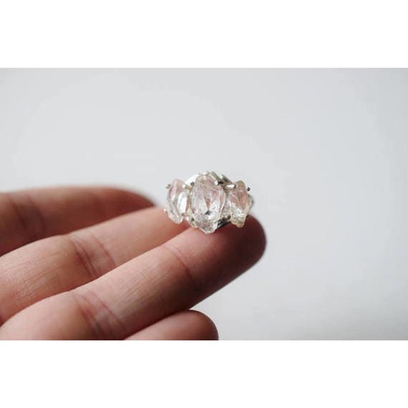 Raw Diamond Engagement Ring Unique Gemstone Sterling Silver Size 4 5 6 7… - Picture 6 of 10